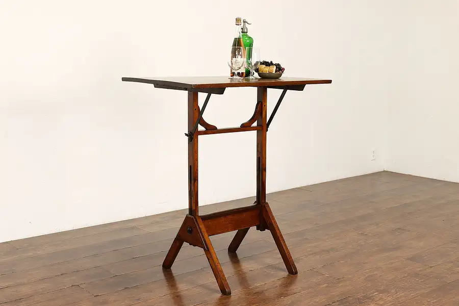 Main image of Farmhouse Industrial Drafting Drawing Desk, Wine & Cheese Island or Table