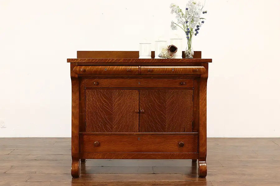 Main image of Empire Antique Quarter Sawn Oak Buffet, Sideboard or Bar Cabinet