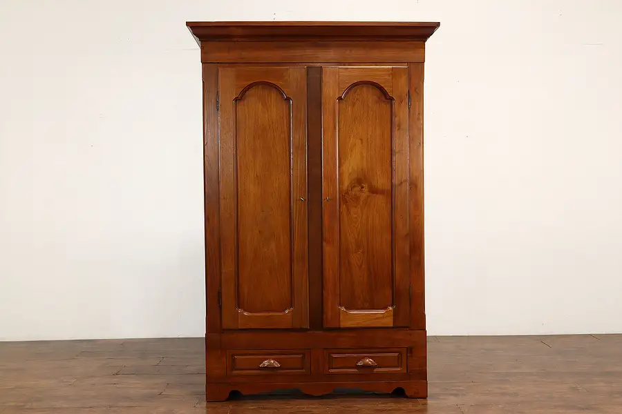 Main image of Victorian Antique Walnut Farmhouse Armoire, Wardrobe, or Closet