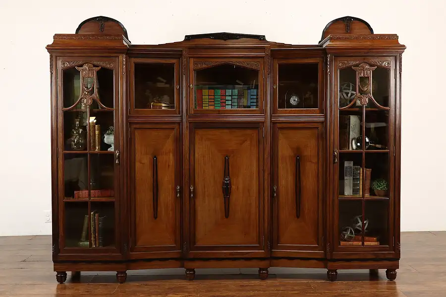 Main image of Art Deco Antique Rosewood & Ebony China Display Cabinet or Bookcase