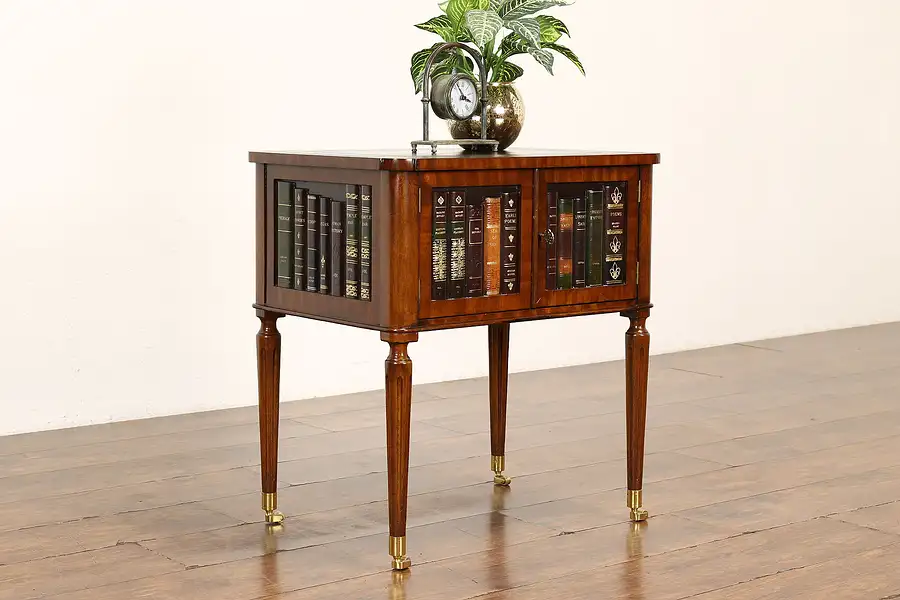 Main image of Traditional Vintage Mahogany End Table, Leather Books, Maitland Smith