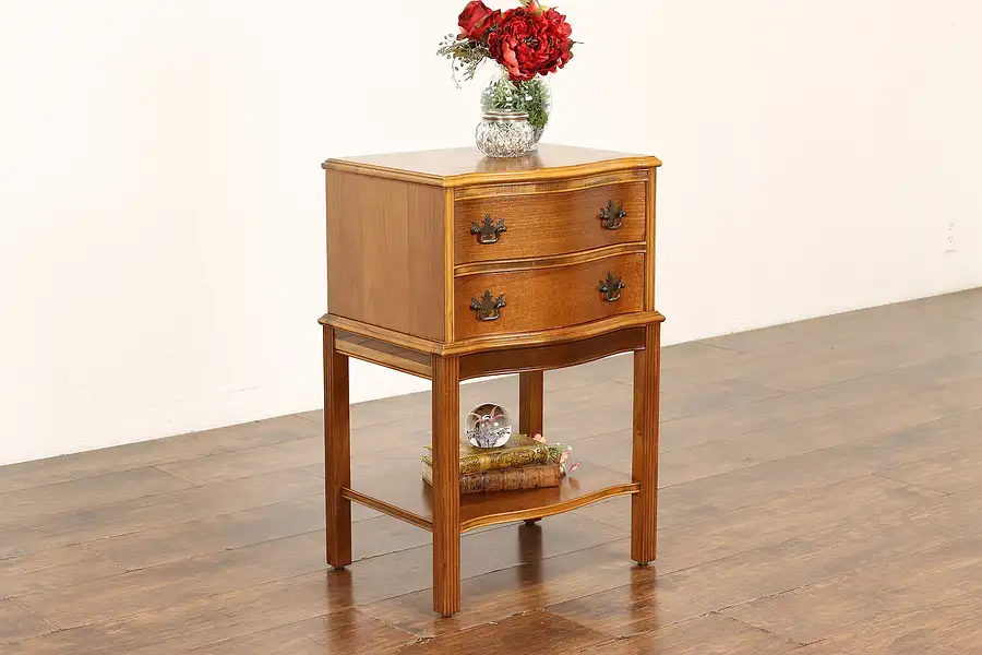 Main image of Georgian Design Vintage Walnut Nightstand, End or Side Table