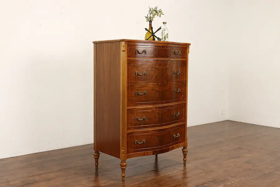 Main image of French Design Vintage Walnut Highboy, Tall Chest or Dresser, Widdicomb