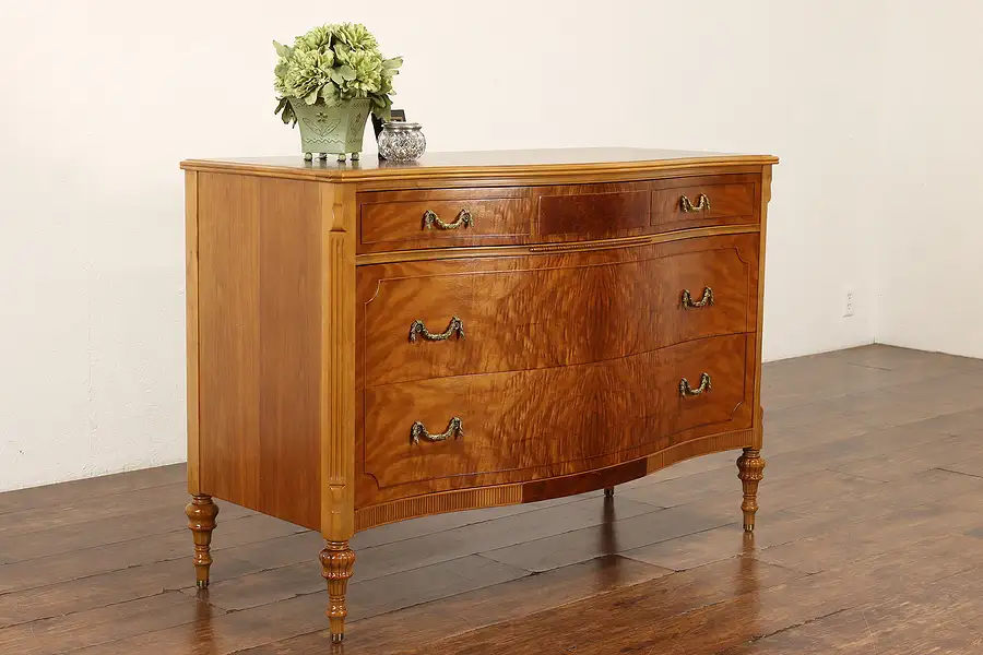 Main image of French Design Vintage Walnut Burl Chest or Dresser, Widdicomb