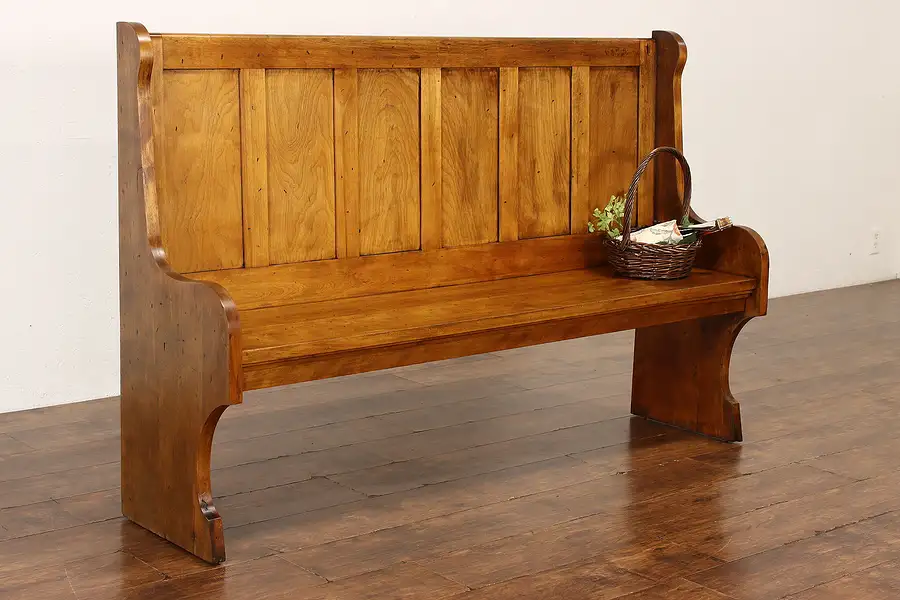 Main image of Farmhouse Antique Birch Hall Settee or Porch Bench