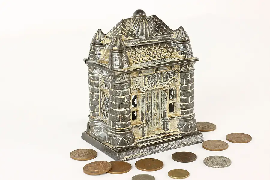 Main image of Victorian Cast Iron Antique Castle Coin Bank