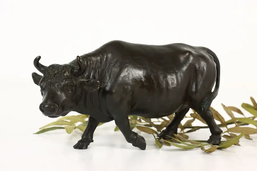 Main image of Farmhouse Vintage Satue Cast Bronze Stock Market Bull Sculpture