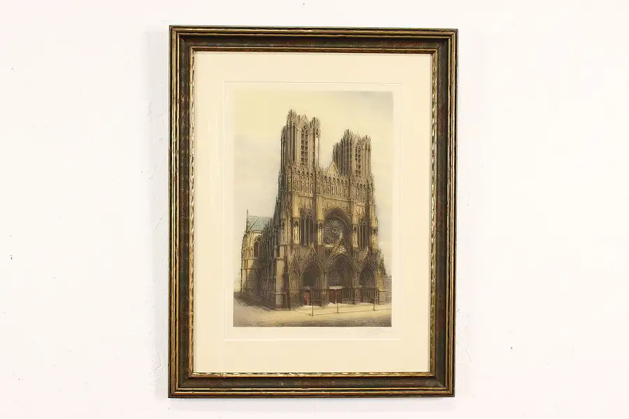 Main image of Reims Cathedral French Antique Etching, Poiteau 23"