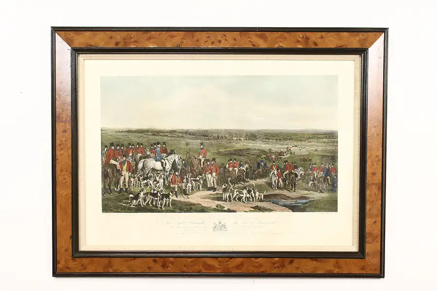 Main image of Ascot Heath Her Majesty's Stags Antique Etching 1839 after Grant 40"