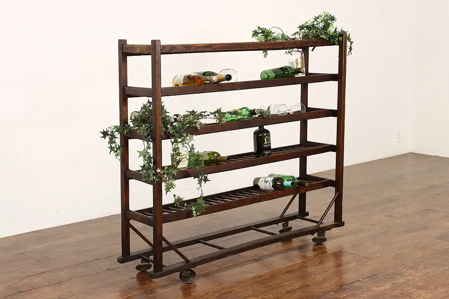 Main image of Farmhouse Antique Rustic Industrial Bakery Bread or Wine Rack