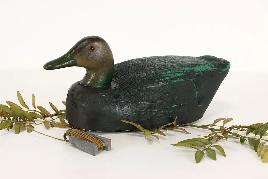 Main image of Farmhouse Carved Folk Art Vintage Duck Decoy Sculpture