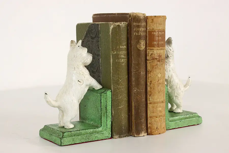 Main image of Pair of Vintage West Highland White Terrier Iron Sculpture Bookends