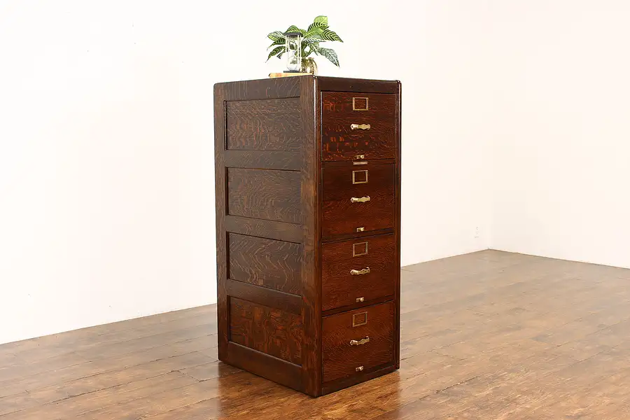 Main image of Traditional Oak Antique Office or Library File Cabinet, Library Bureau