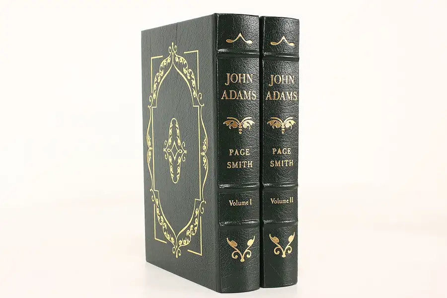 Main image of Easton Pair of President John Adams Leatherbound Gold Tooled Books