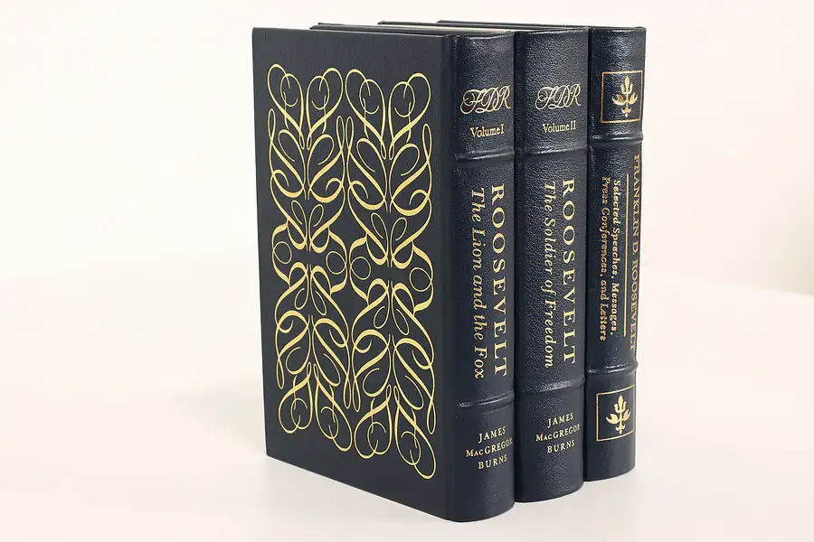 Main image of Easton Set of 3 President F. Roosevelt Leatherbound Gold Tooled Books