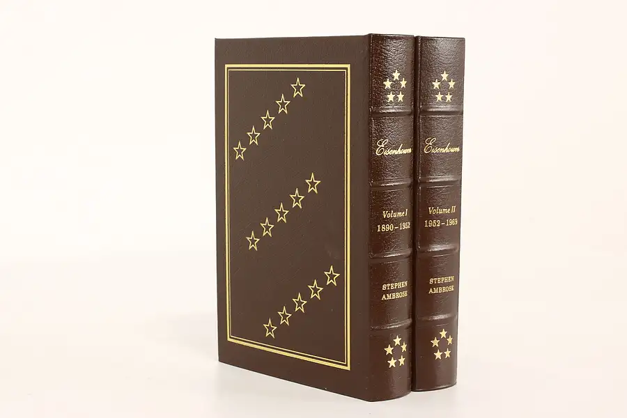 Main image of Easton Pair of President Eisenhower Leatherbound Gold Tooled Books