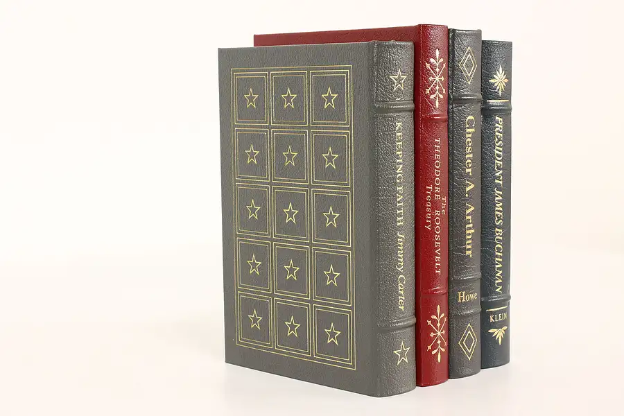 Main image of Easton Set of 4 American President Leather & Gold Tooled Books, Roosevelt