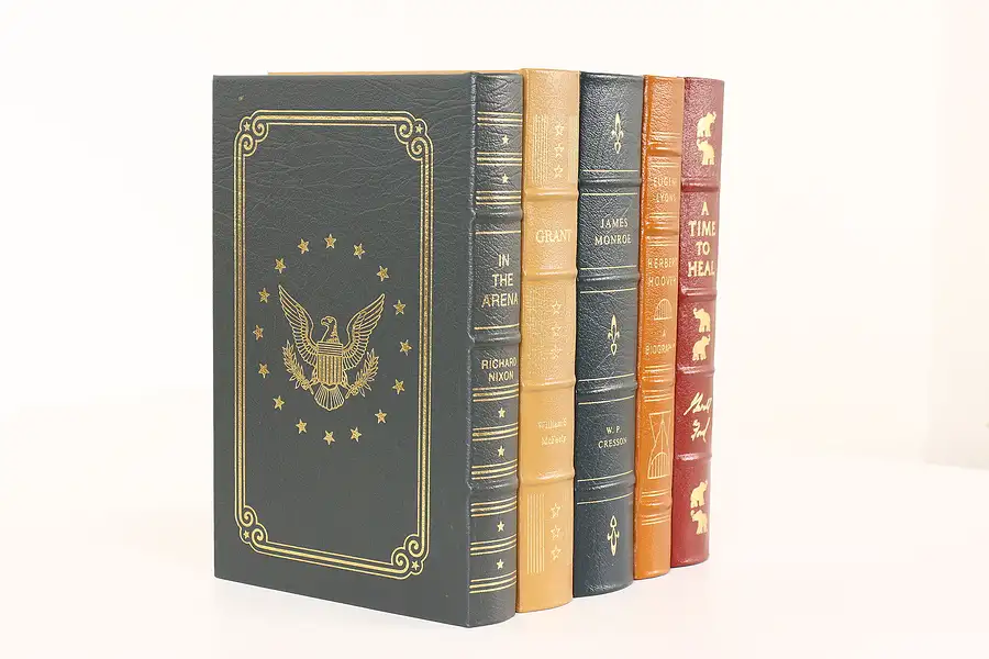 Main image of Easton Set of 5 American President Leather & Gold Tooled Books, Monroe