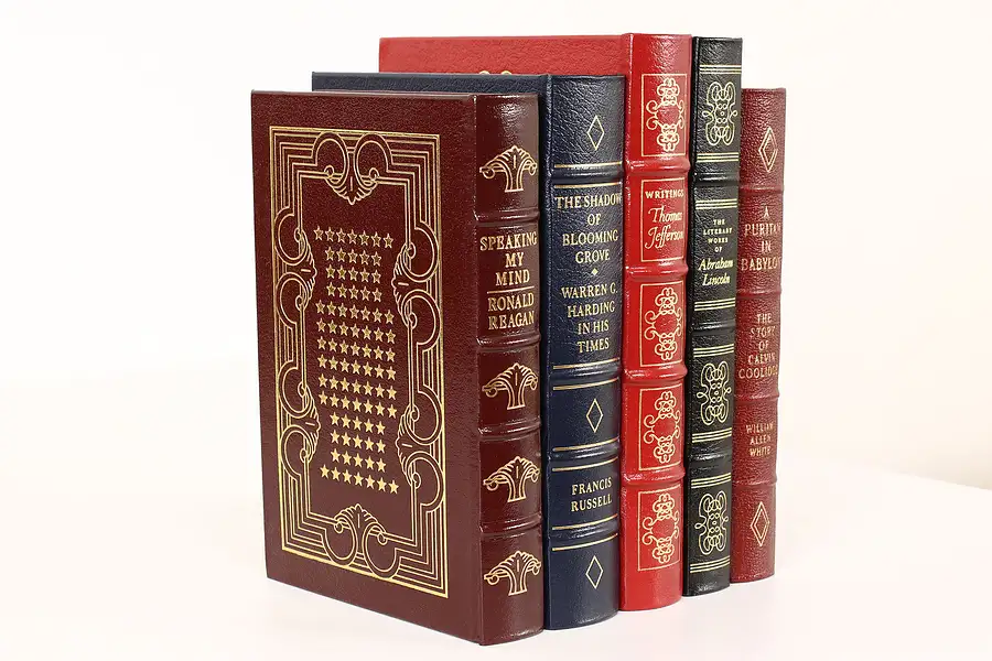 Main image of Easton Set of 5 American President Leather & Gold Tooled Books, Lincoln