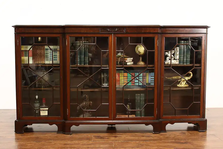 Main image of Georgian Antique Mahogany Office or Library Triple Bookcase