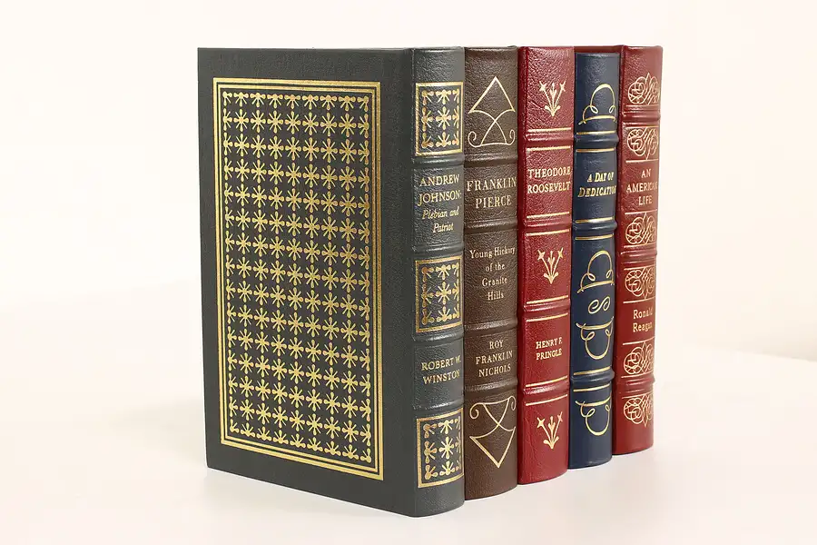 Main image of Easton Set of 5 American President Leather& Gold Tooled Books, Reagan