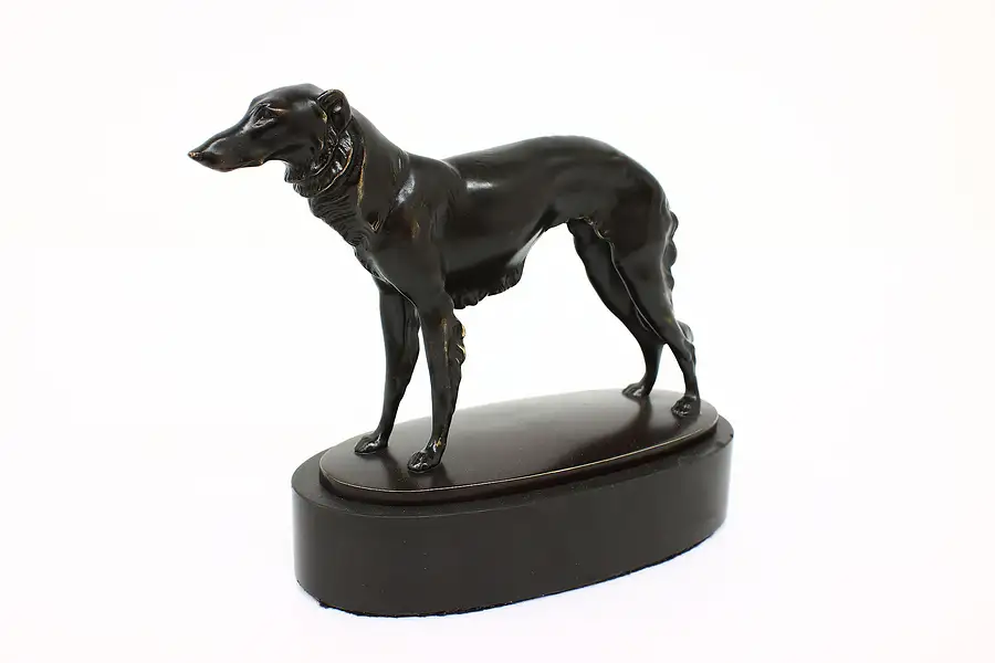 Main image of Bronze Vintage Borzoi Dog Sculpture on Slate Base, Ullman