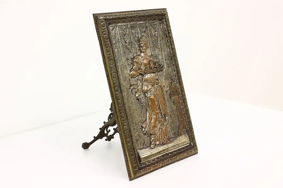 Main image of Victorian Antique Classical Woman Bronze Finish Wall Plaque Sculpture