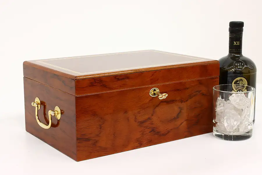 Main image of Cherry & Curly Maple Vintage Jewelry Chest, Keepsake Box or Humidor