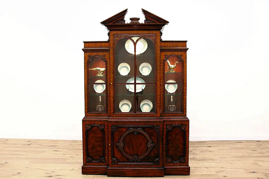 Main image of Georgian Design Vintage Breakfront China Cabinet, Bookcase Maitland Smith