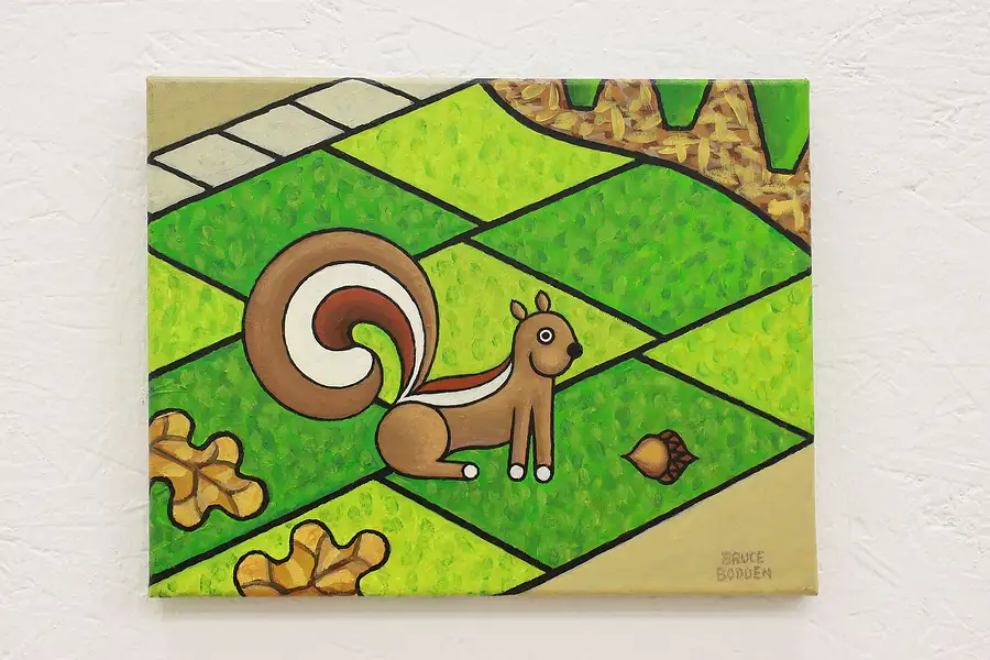 Main image of Backyard Chipmunk & Acorn Original Acrylic Painting, Bruce Bodden 14"