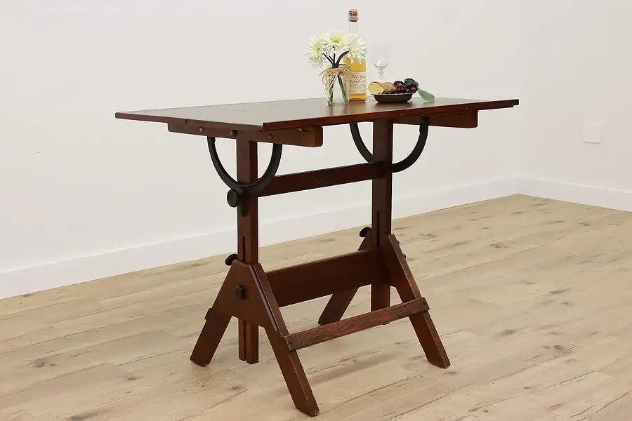 Main image of Farmhouse Industrial Drafting Desk Table or Kitchen Island, Hamilton