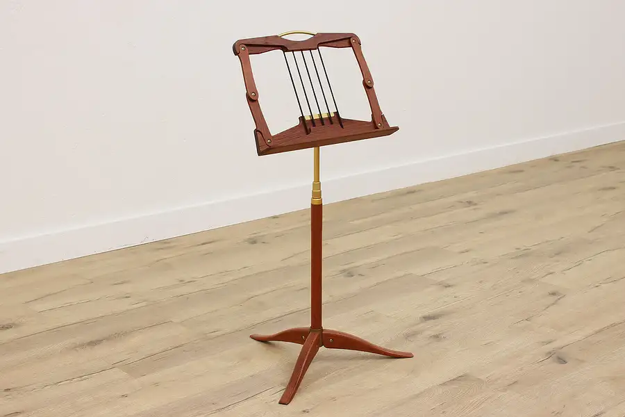 Main image of Teak Vintage Adjustable & Foldable Music Stand, Anderson Lotus Design