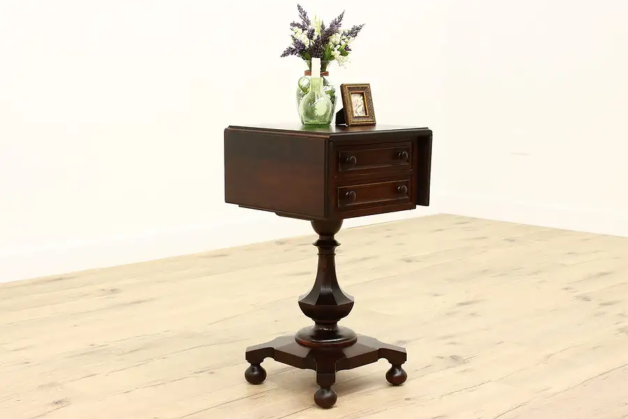 Main image of Empire Antique Birch Drop Leaf Nightstand, Lamp or End Table