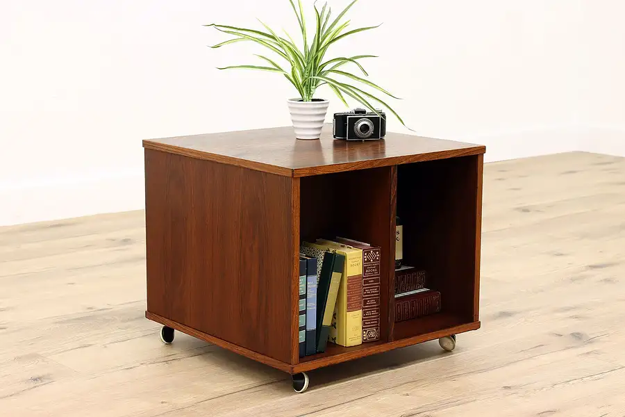 Main image of Midcentury Modern Vintage Rosewood Rolling Coffee, Side or End Table