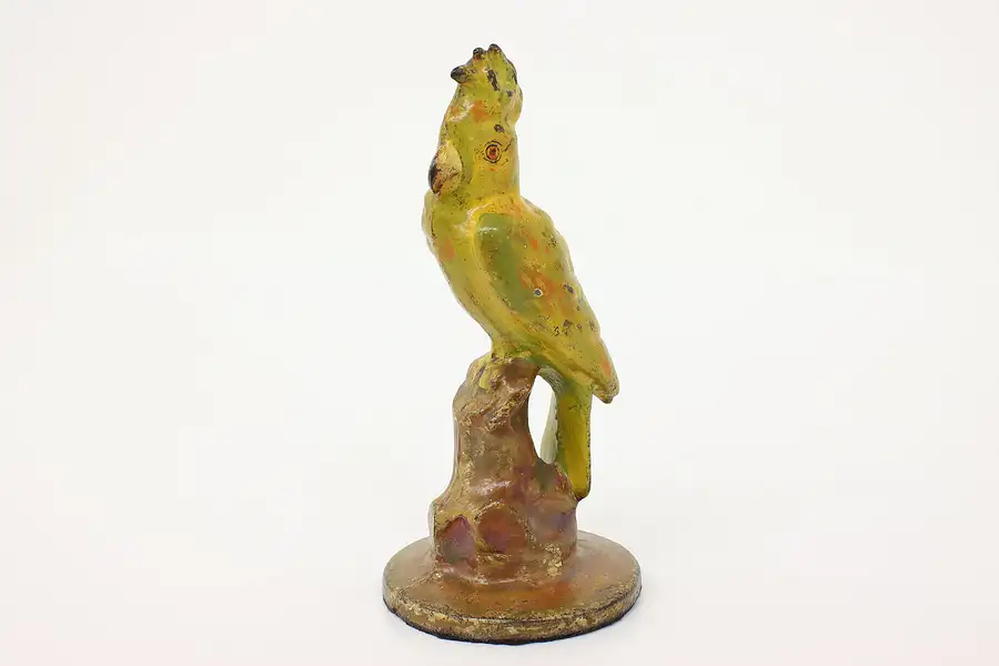 Main image of Farmhouse Antique Cast Iron Painted Parrot Sculpture