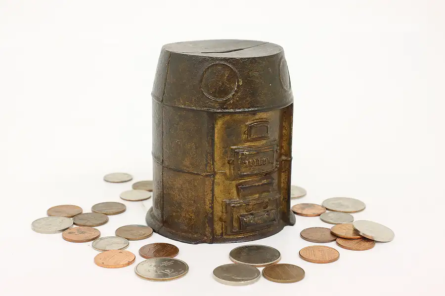 Main image of Victorian Antique Mellow Stove Cast Iron Coin Bank, Liberty St. Louis