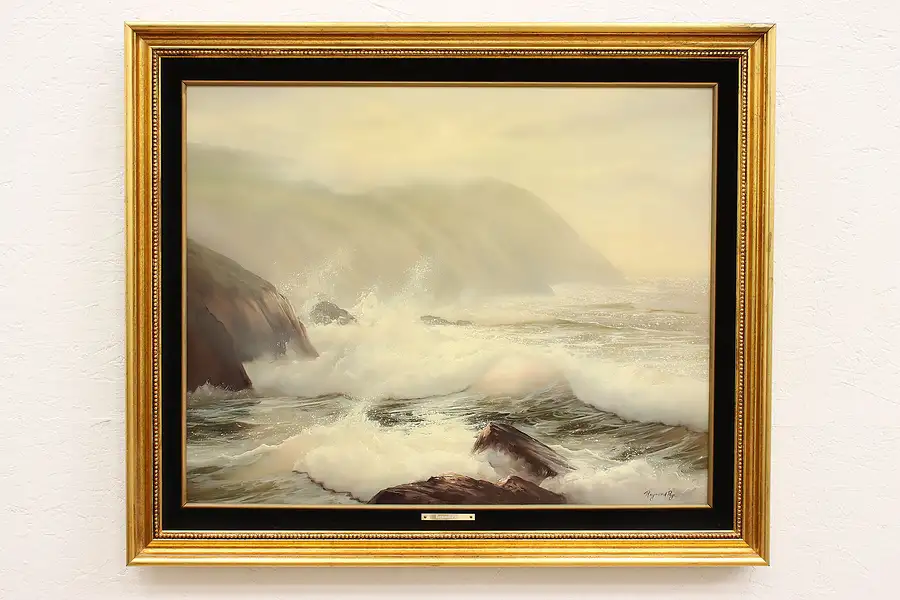 Main image of California Coastline Vintage Original Oil Painting, Page 35.5"