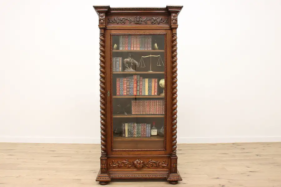 Main image of Renaissance Design Antique Carved Oak Office or Library Bookcase, Display