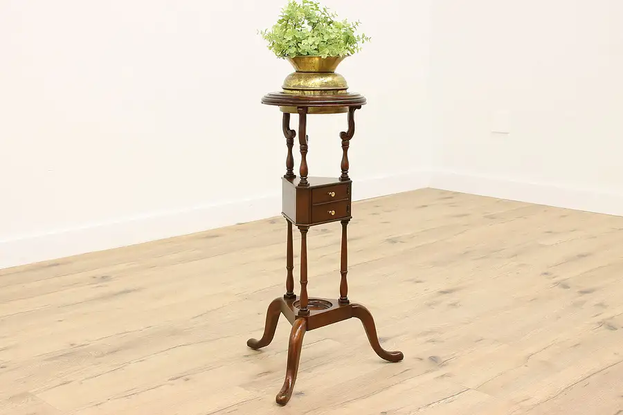 Main image of Georgian Design Vintage Plant Stand w/ Storage Compartment, Baker