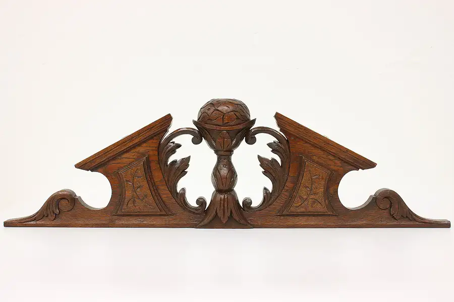 Main image of Renaissance Antique Architectural Salvage Carved Oak Crest