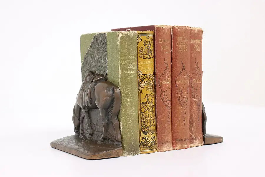 Main image of Pair of Grazing Horse Antique Bronze Finish Antique Bookends