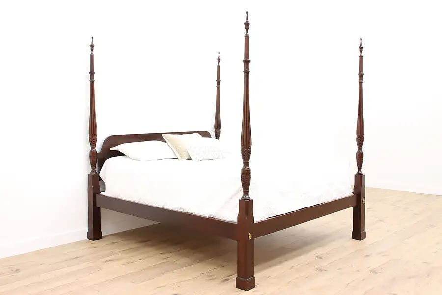 Main image of Georgian Style Vintage Mahogany Four Poster King Size Bed