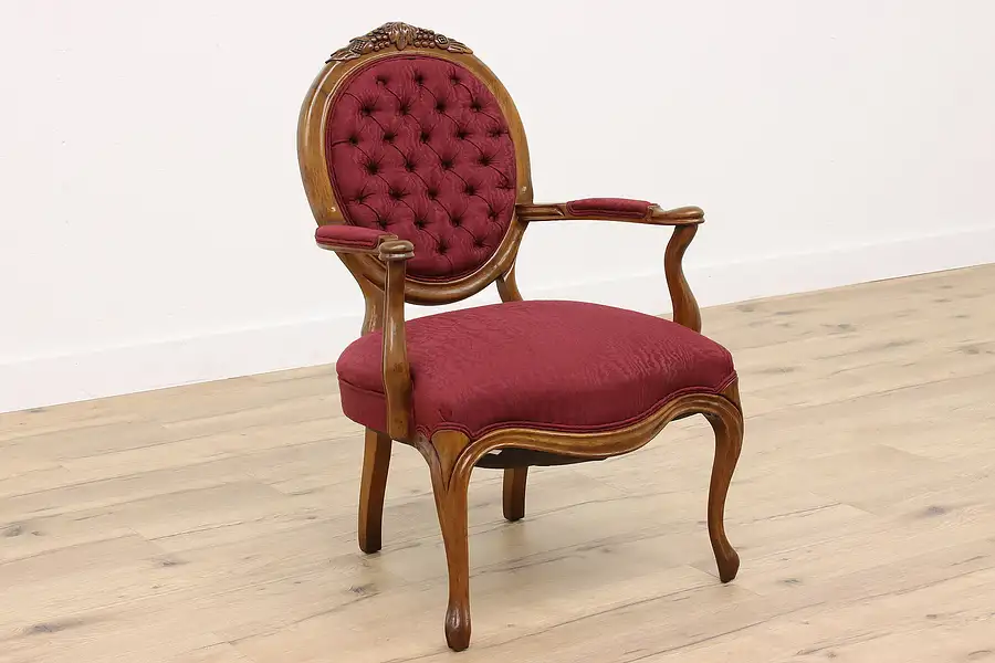 Main image of Victorian Design Vintage Walnut Carved Chair, Grape Crest