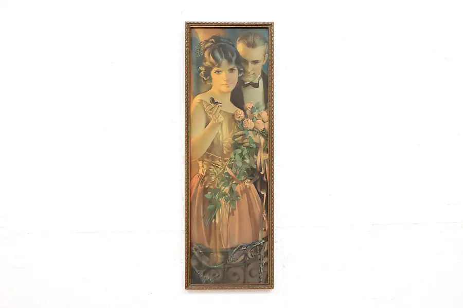 Main image of Art Deco Engaged Couple with Ring Antique Print, Pressler 25"