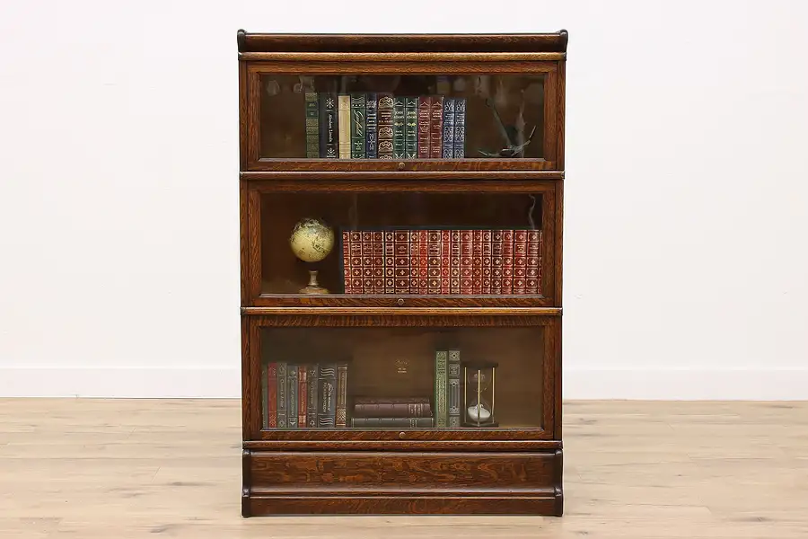 Main image of Arts & Crafts Mission Oak Antique 3 Stack Office Library Bookcase, Macey