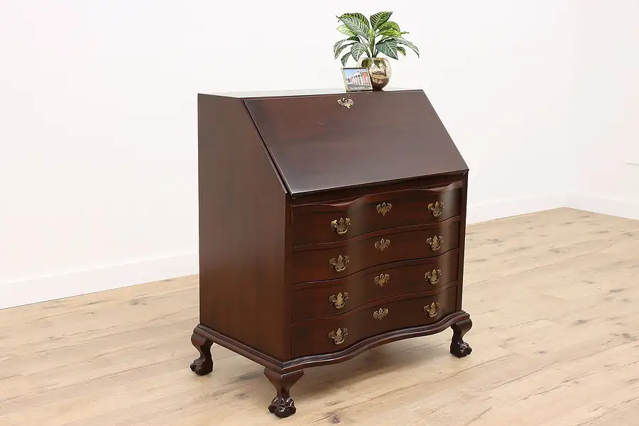 Main image of Georgian Vintage Mahogany Secretary Desk, Secret Compartments, Maddox