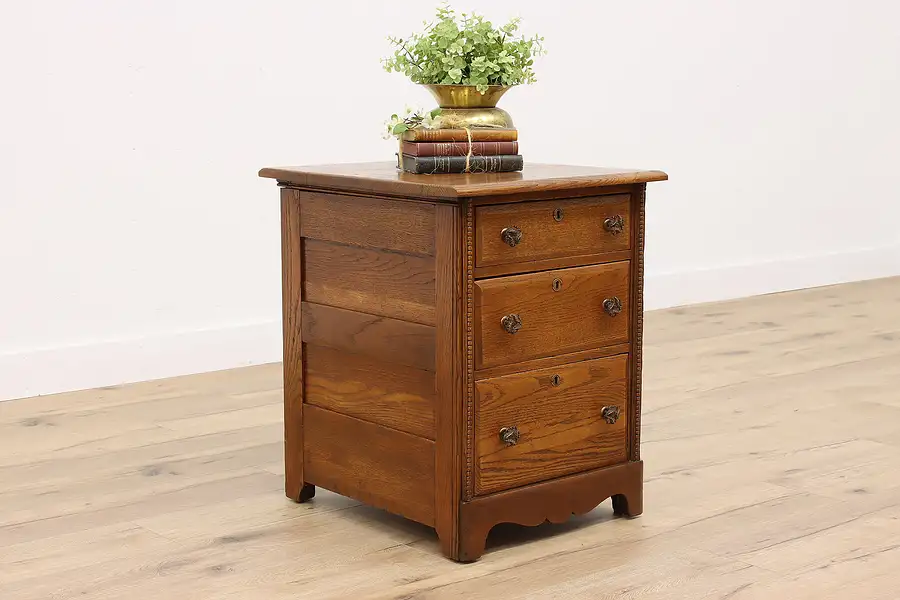 Main image of Victorian Antique Oak Chest, Nightstand, Office File, Side or End Table