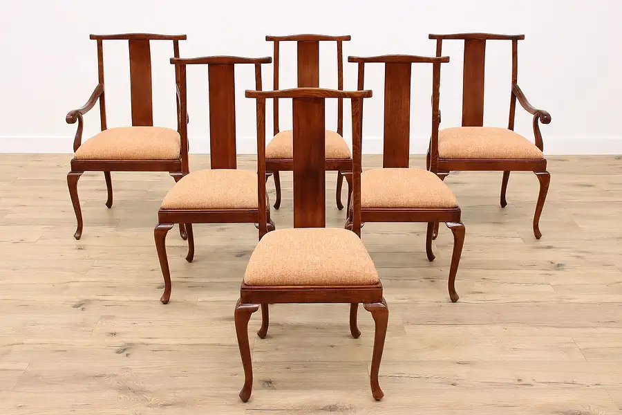 Main image of Set of 6 Vintage Upholstered Birch Dining Chairs