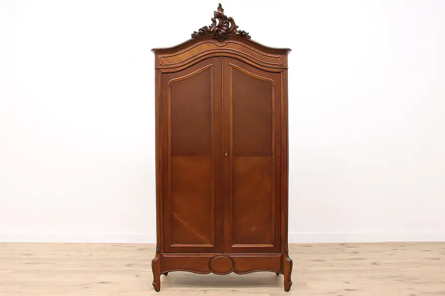 Main image of French Louis XIV Design Antique Walnut Armoire, Wardrobe, or Closet