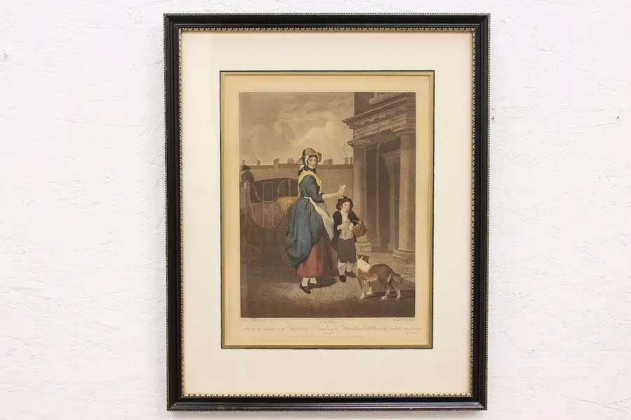 Main image of Cries of London Want Any Matches Antique 1800s Etching Wheatley 24"